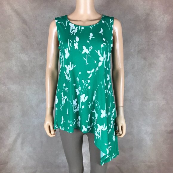 ALFANI Green Floral Sleeveless Asymmetrical Tunic NEW SMALL - Picture 1 of 10